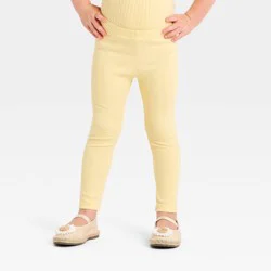 Toddler Girls' Solid Ribbed Leggings - Cat & Jack™ Yellow 3T