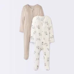 Baby Boys' 2pk Dogs So Very Soft Modal Long Sleeve Sleep N' Play Footed Pajamas - Cloud Island™ Cream 3-6M