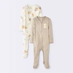 Baby 2pk Winnie the Pooh Sleep N' Play Pajama - Cloud Island™ 0-3M