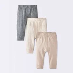 Baby 3pk Cotton Jogger Pull-On Pants - Cloud Island™ Gray/Dark Gray 0-3M