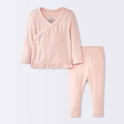 Baby Girls' 2pc Pointelle Top and Pants Set - Cloud Island™ Light Pink 0-3M