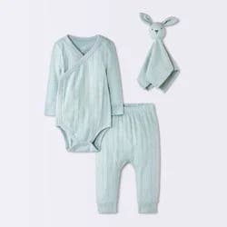 Baby Boys' 3pc Bodysuit and Pants Set with Lovey Toy - Cloud Island™ Blue Newborn