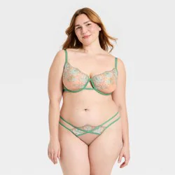 Women's Embroidery Lace Lingerie Bra & Panty Set - Auden™ Green XXL