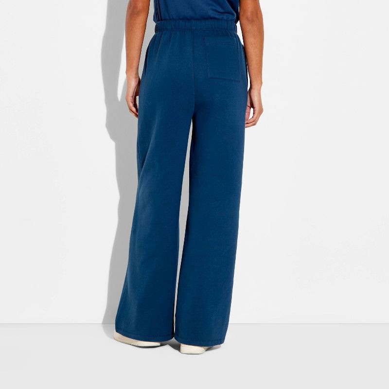 slide 3 of 3, Women's Unwell Wide Leg Graphic Sweatpants - Blue M, 1 ct
