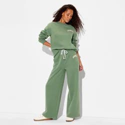 Women's Unwell Wide Leg Graphic Sweatpants - Green XXS