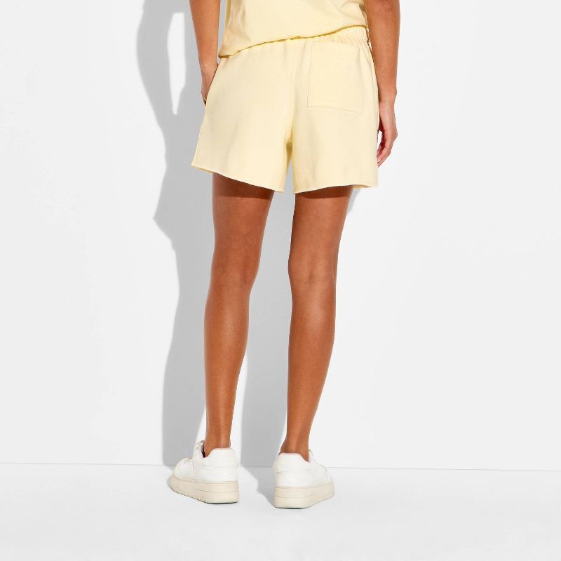 slide 2 of 3, Women's Unwell Graphic Sweat Shorts - Yellow S, 1 ct