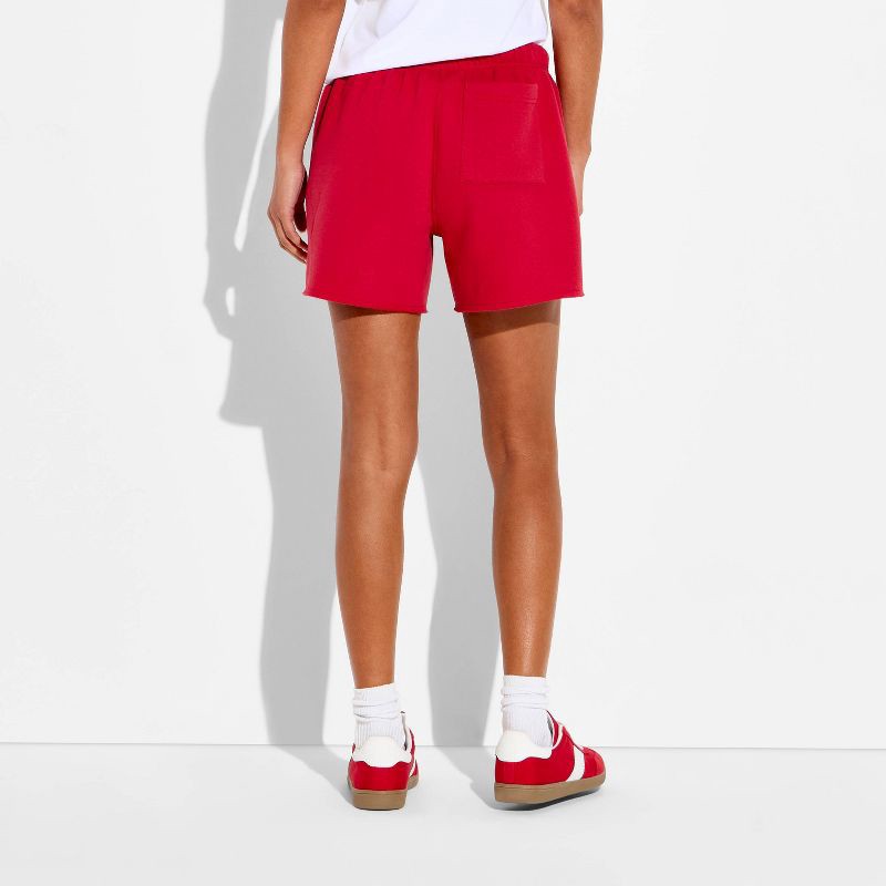 slide 3 of 3, Women's Unwell Graphic Sweat Shorts - Red S, 1 ct