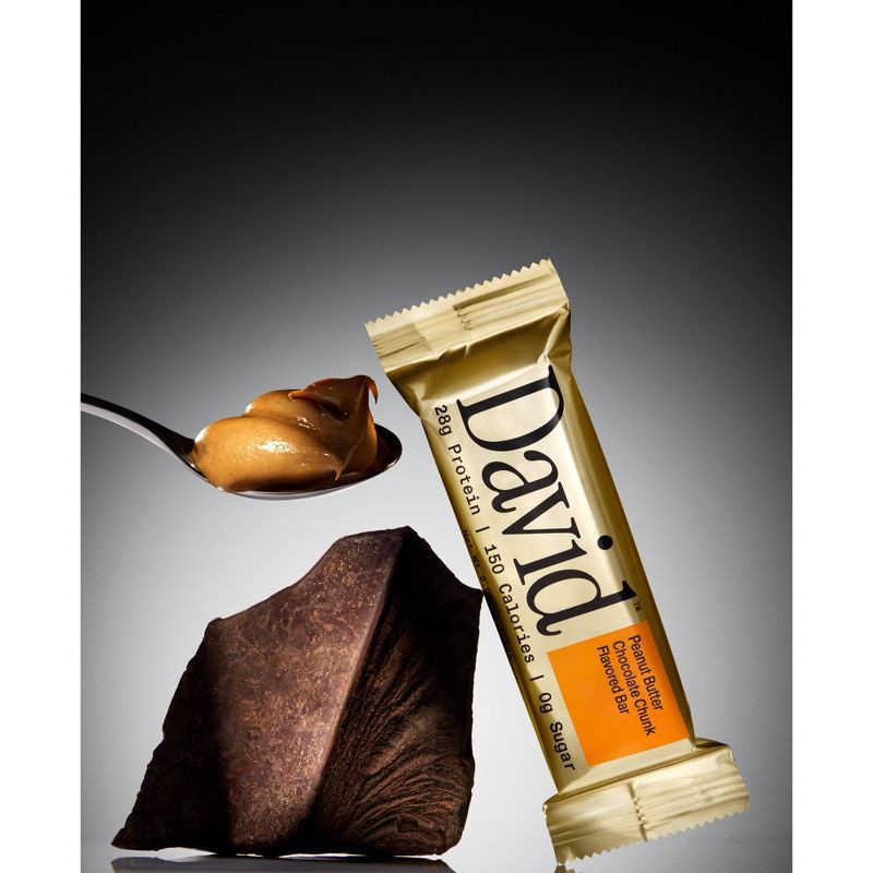 slide 3 of 9, David Protein Peanut Butter Chocolate Chunk High Protein Bars - 28g Protein - 4ct, 28 gram, 4 ct