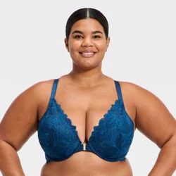 Women's Lace Plunge Push Up Bra - Auden™ Blue 46DD