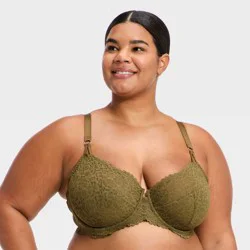 Women's Lace Unlined Bra - Auden™ Olive Green 44DD
