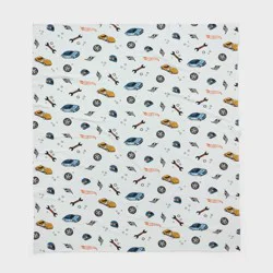 Hot Wheels Retro Matelasse Cotton Gauze Print Kids' Bed Blanket Cream - Hot Wheels by Pillowfort™