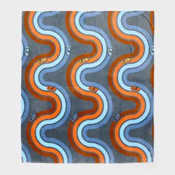 Hot Wheels Retro Car Tracks Faux Shearling Kids' Bed Blanket Gray - Hot Wheels by Pillowfort™