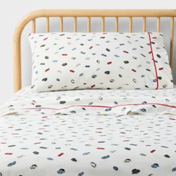 Twin Hot Wheels Classic Car Kids' Cotton Sheet Set Cream - Hot Wheels by Pillowfort™