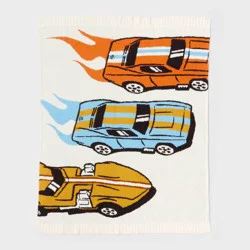 Hot Wheels Retro Racing Cars Knit Chenille Kids' Throw Blanket - Hot Wheels by Pillowfort™