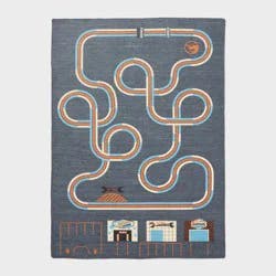 4'x5'6" Hot Wheels Retro Interactive Track Kids' Area Rug Gray - Hot Wheels by Pillowfort™