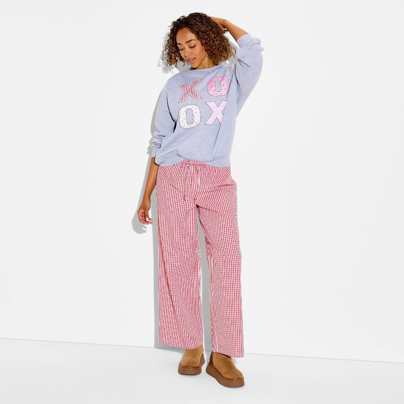 slide 2 of 3, Vinyl Threads Women's Gingham Boxer Graphic Pull-On Pants - Cherry Red XXS, 1 ct