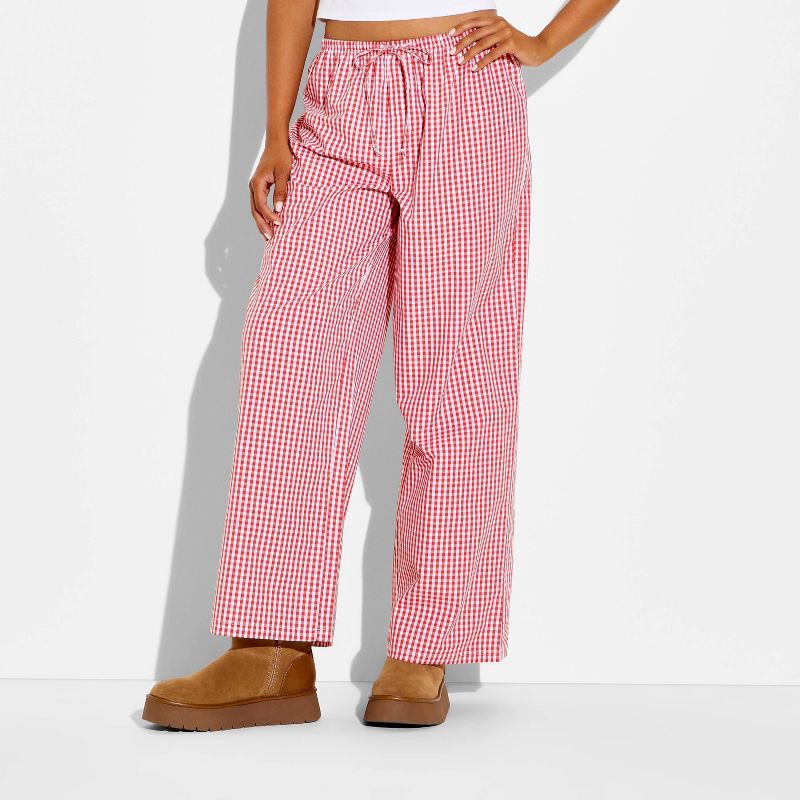 slide 3 of 3, Vinyl Threads Women's Gingham Boxer Graphic Pull-On Pants - Cherry Red XXS, 1 ct