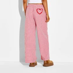 Vinyl Threads Women's Gingham Boxer Graphic Pull-On Pants - Cherry Red M