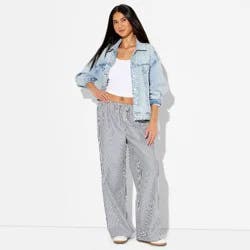 Vinyl Threads Women's Graphic Boxer Pull-On Pants - Navy Blue Striped XL