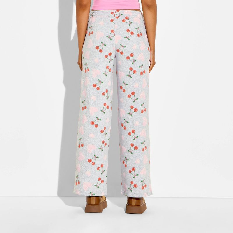 slide 3 of 3, Zoe+Liv Women's Cherry Heart Fleece Graphic Pull-On Pants - Heather Gray XL, 1 ct