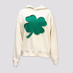 Modern Lux Women's Shamrock Oversized Graphic Pullover Sweatshirt - Off-White XS