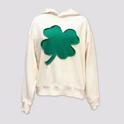 Modern Lux Women's Shamrock Oversized Graphic Pullover Sweatshirt - Off-White XS