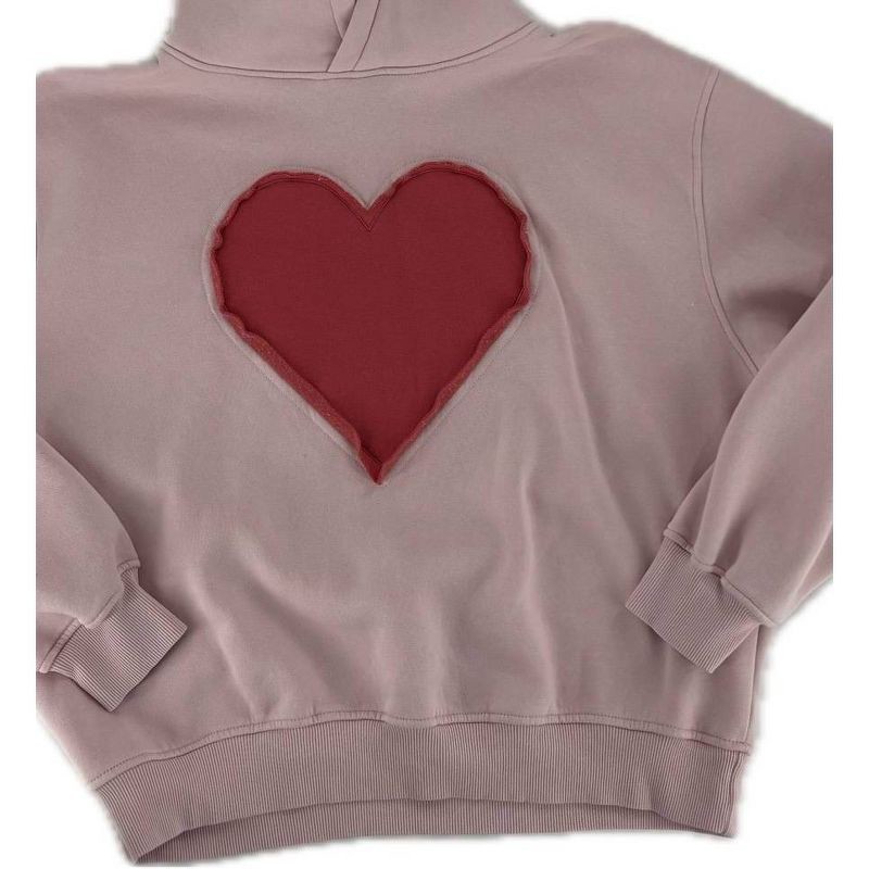 slide 3 of 3, Modern Lux Women's Heart Oversized Graphic Hooded Pullover Sweatshirt - Light Pink M, 1 ct