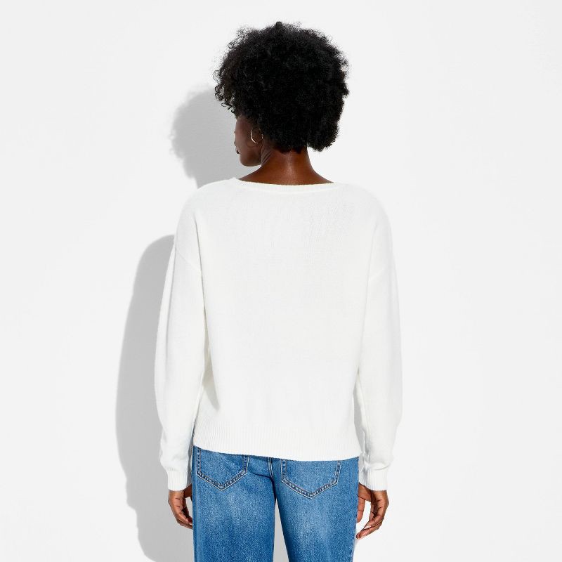 slide 2 of 3, 33 Degrees Women's Love Graphic Pullover Sweater - White XL, 1 ct