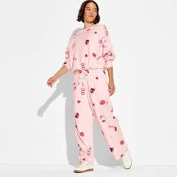 Women's Hello Kitty Fleece Graphic Sweatpants - Light Pink XL