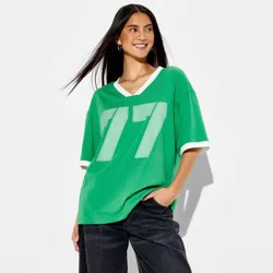 Grayson Threads Women's Lucky Football Oversized Short Sleeve Graphic T-shirt - Emerald Green XXL