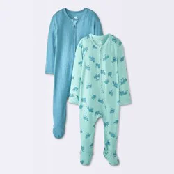 Baby Boys' 2pk So Very Soft Sheep Modal Long Sleeve Sleep N' Play Footed Pajamas - Cloud Island™ Blue Newborn