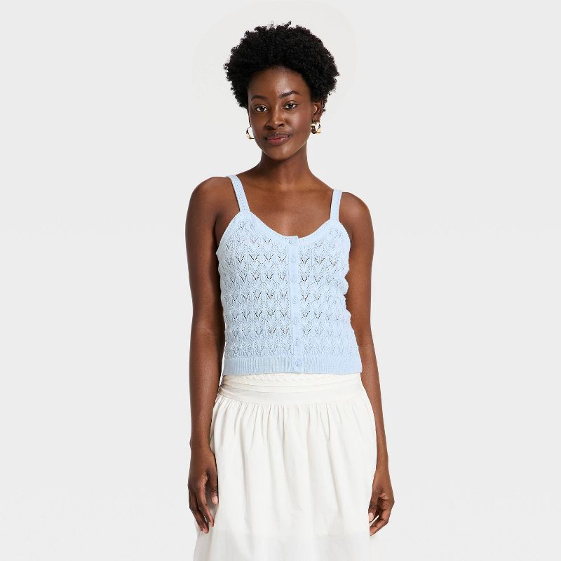 slide 1 of 3, Women's Western Crafted Tank Top - Universal Thread™ Light Blue M, 1 ct