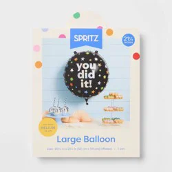 Large" You Did It!" Black Star Print Foil Balloon- Spritz™
