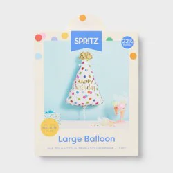 Large Happy Birthday Party Hat Foil Balloon- Spritz™