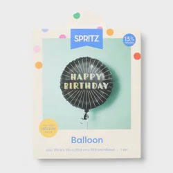 Happy Birthday Black and Gold Round Foil Balloon- Spritz™