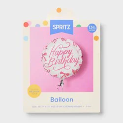 Bows Happy Birthday Round Foil Balloon Pink - Spritz™
