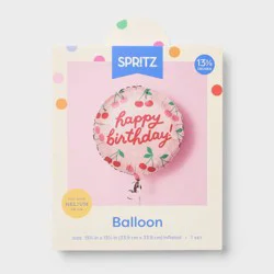 Cherry Happy Birthday Round Foil Balloon Pink/Red - Spritz™