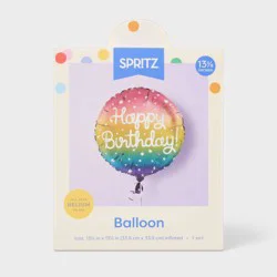 Happy Birthday Ombre Rainbow Round Foil Balloon - Spritz™