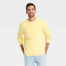 Men's Soft Knit Crewneck Sweater - Goodfellow & Co™ Yellow XXL