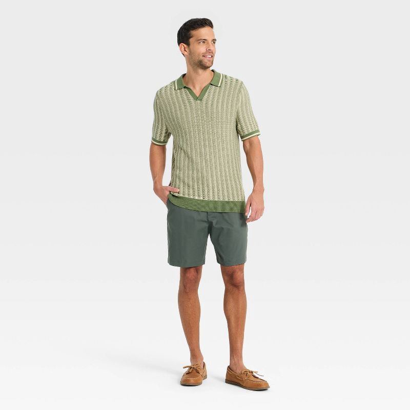 slide 3 of 3, Men's Short Sleeve Polo Collar Pullover Sweater - Goodfellow & Co™ Olive Green M, 1 ct