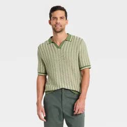 Men's Short Sleeve Polo Collar Pullover Sweater - Goodfellow & Co™ Olive Green XL