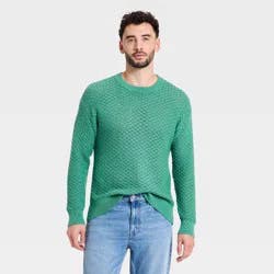 Men's Open-Work Crewneck Sweater - Goodfellow & Co™ Green L