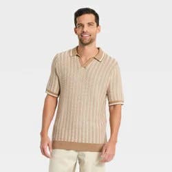 Men's Short Sleeve Polo Collar Pullover Sweater - Goodfellow & Co™ Brown M