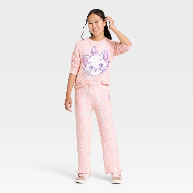 slide 4 of 4, Disney Girls' The Aristocats Marie Bow Printed Boucle Pants - Light Pink S, 1 ct