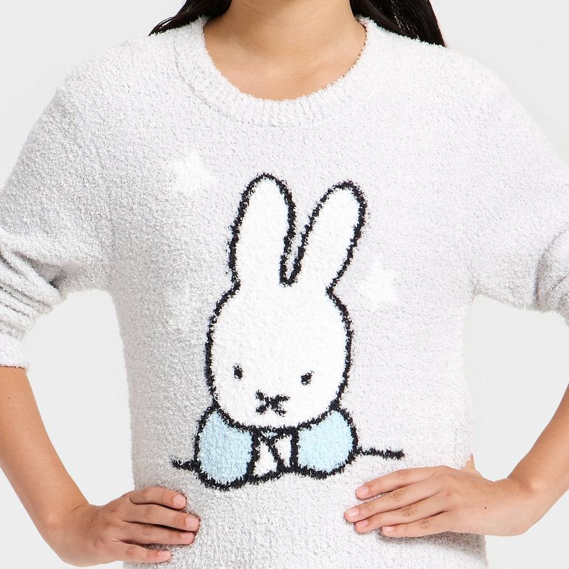 slide 2 of 4, Girls' Miffy Boucle Sweater - Silver XS, 1 ct