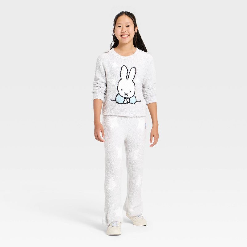 slide 4 of 4, Girls' Miffy Boucle Sweater - Silver XL, 1 ct