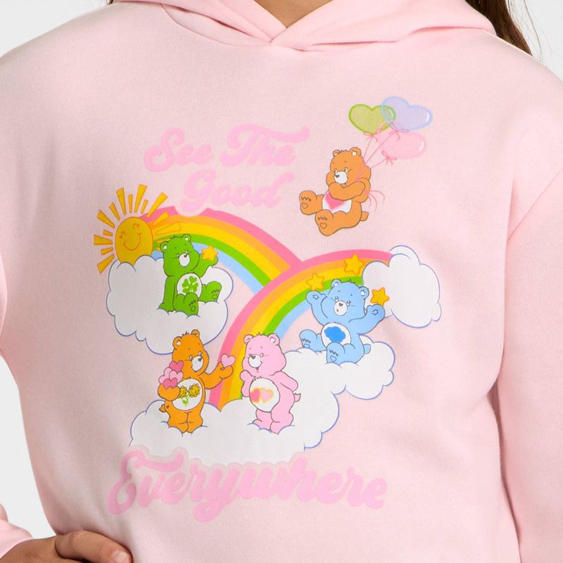 slide 2 of 4, Girls' Care Bears Hooded Fleece Graphic Sweatshirt - Light Pink XL, 1 ct