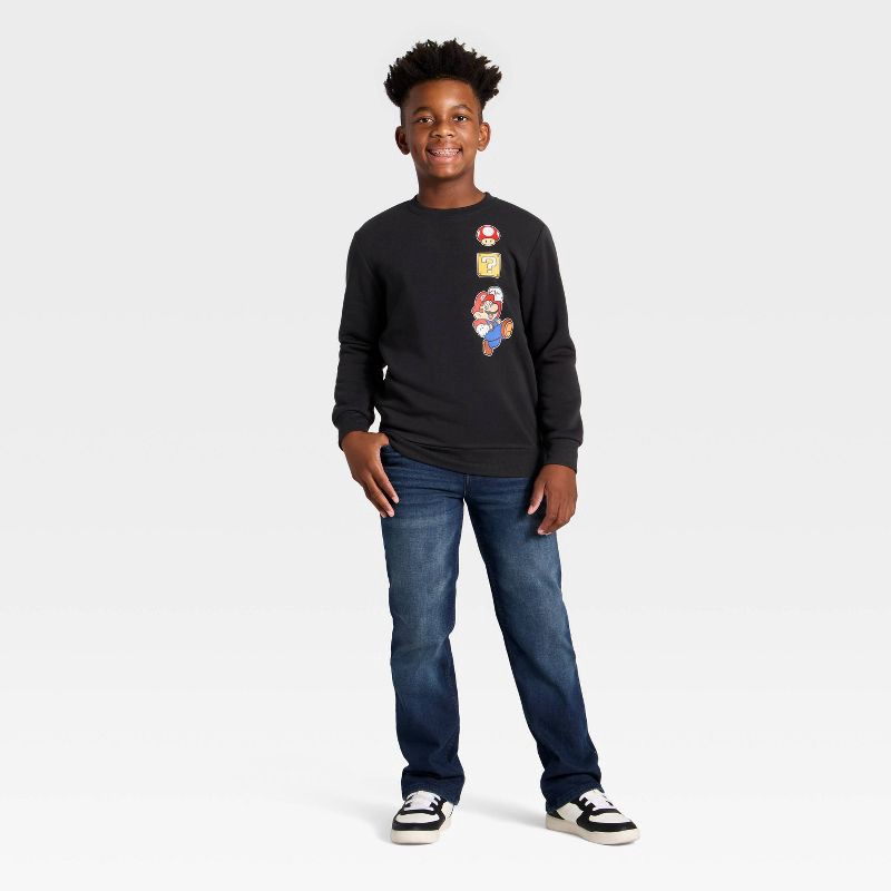 slide 4 of 4, Nintendo Boys' Super Mario Fleece Graphic Sweatshirt - Charcoal Gray XS, 1 ct