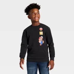 Nintendo Boys' Super Mario Fleece Graphic Sweatshirt - Charcoal Gray M