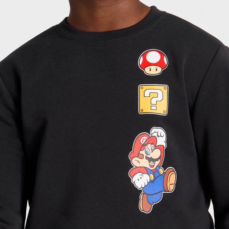 slide 2 of 4, Nintendo Boys' Super Mario Fleece Graphic Sweatshirt - Charcoal Gray XL, 1 ct